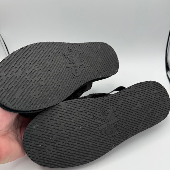 Calvin Klein Slippers Faux Fur Black Slingback Women 8.5 Elastic Strap Home - Picture 5 of 6